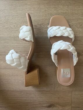 Dolce Vita White Braided Double-Strap Slide Sandals